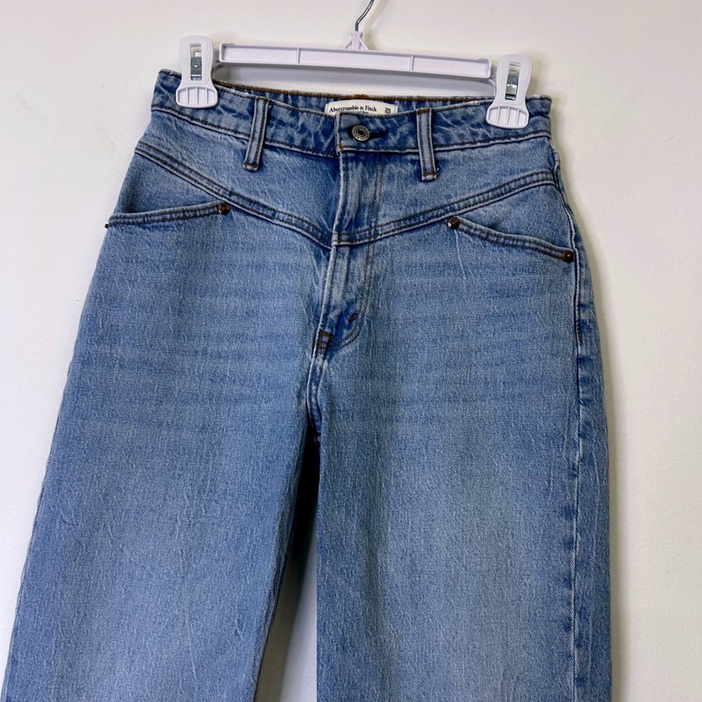 Abercrombie & Fitch Curve Love 90s Relaxed High Rise Jeans Blue Women's 25 Short - Picture 8 of 8